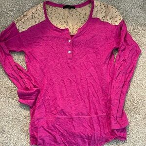 Sanctuary long sleeve shirt w lace detail